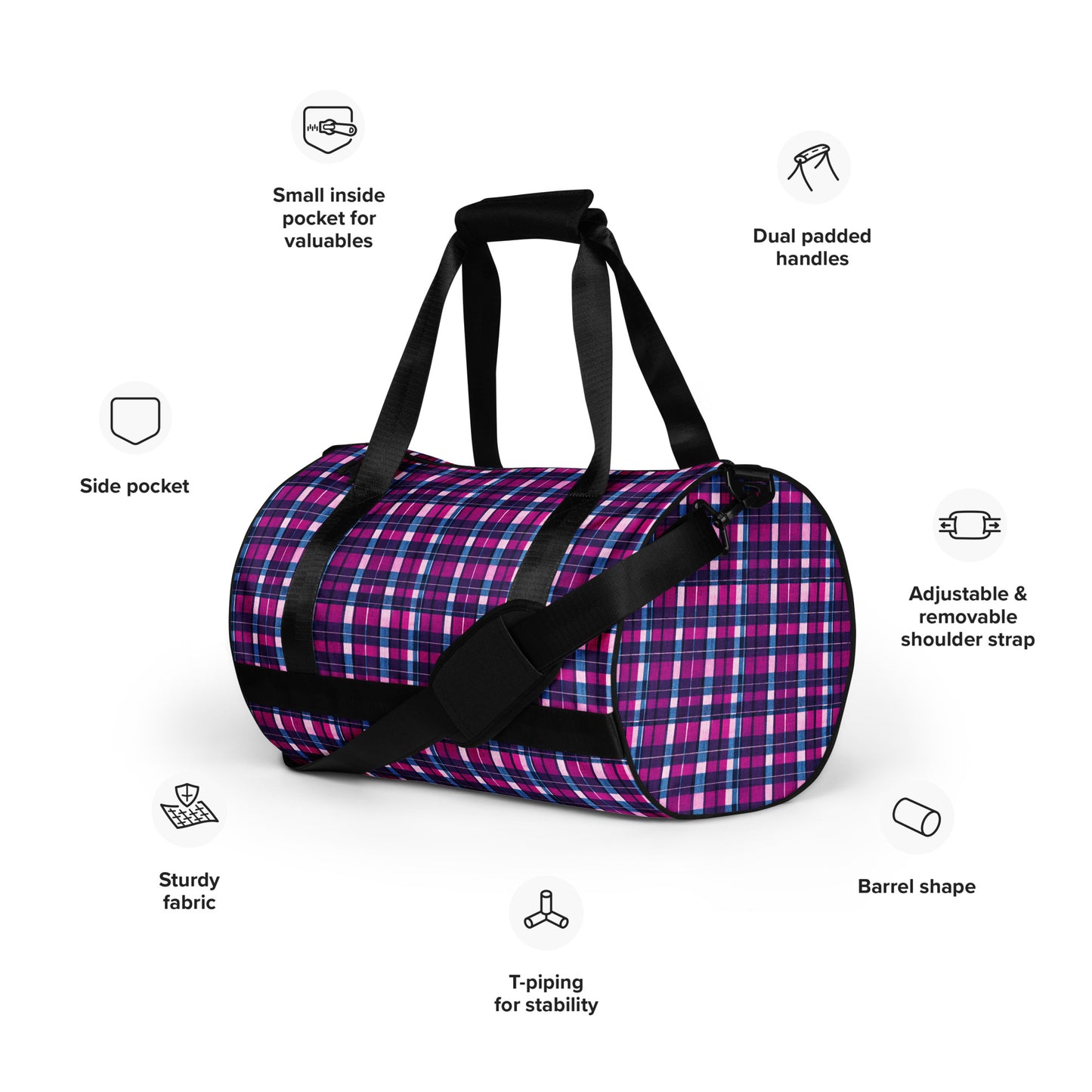 Fuchsia Fusion Check gym bag