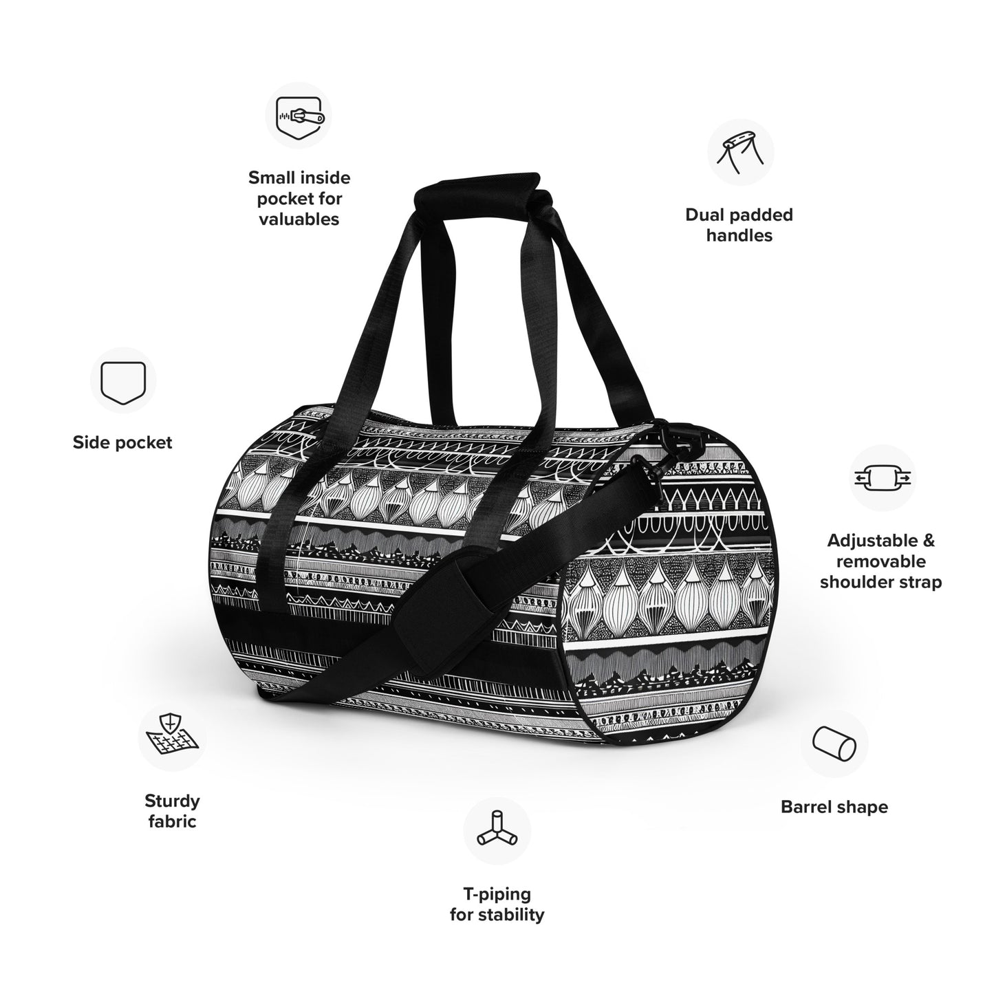 Monochrome Lanterns gym bag