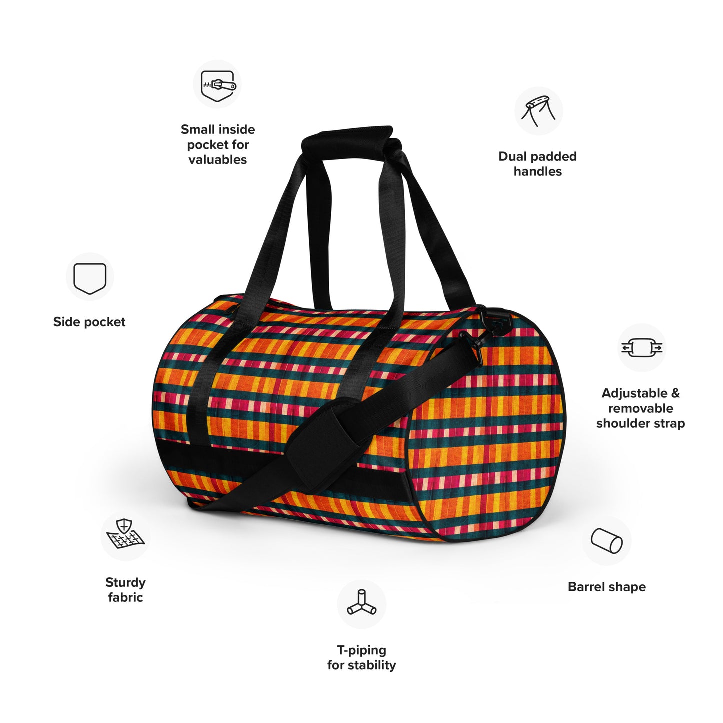 Tropical Fiesta Plaid gym bag