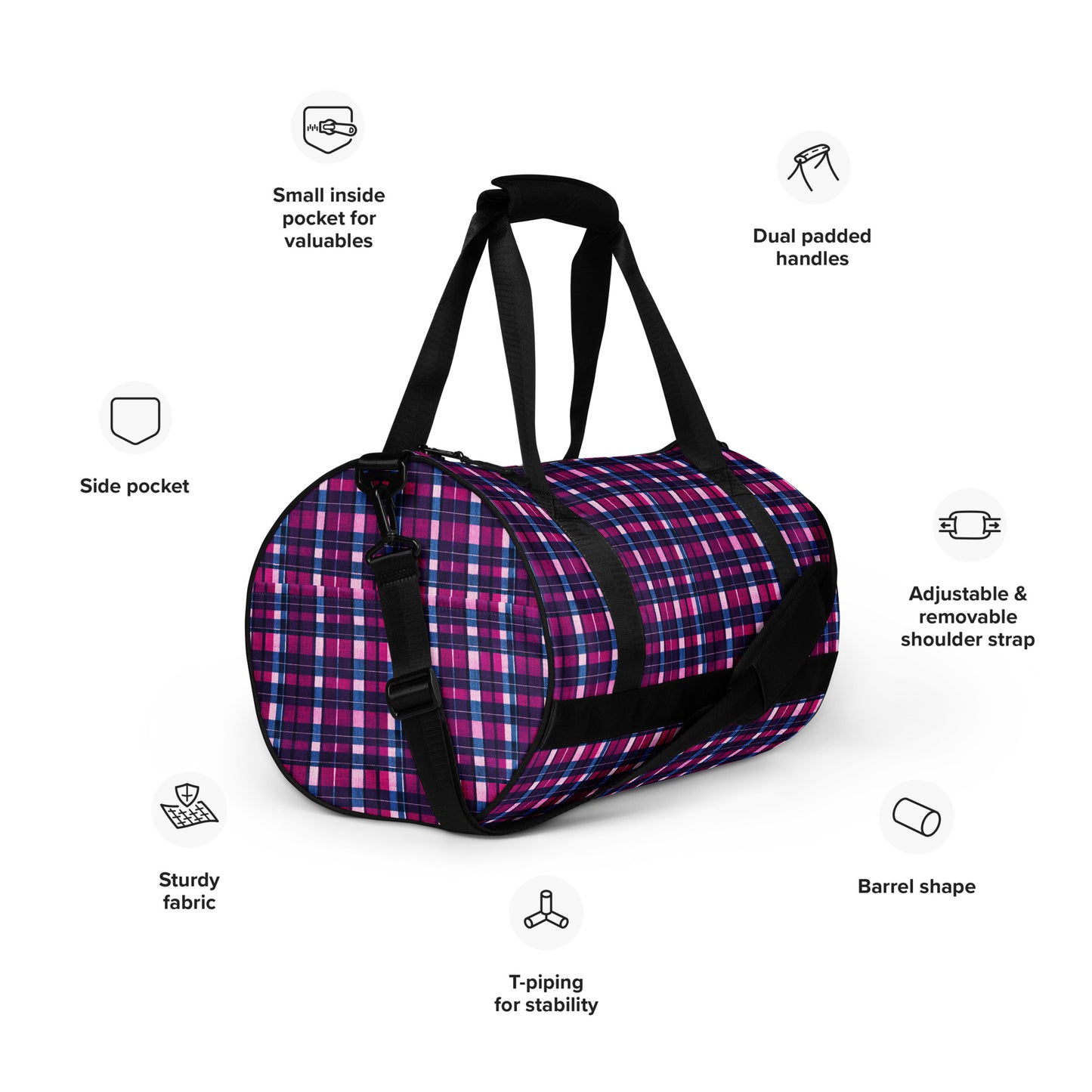 Fuchsia Fusion Check gym bag