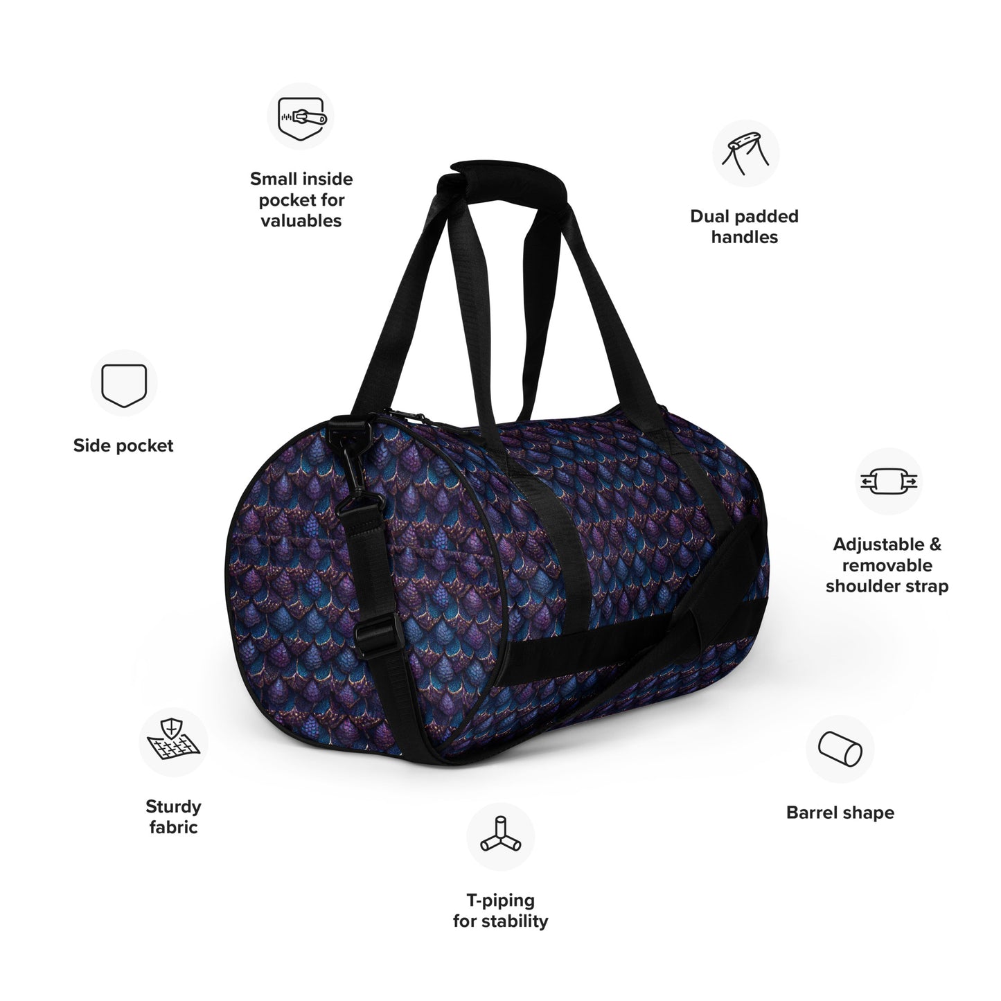 Luminosa, the Radiant Amethyst Drakon gym bag