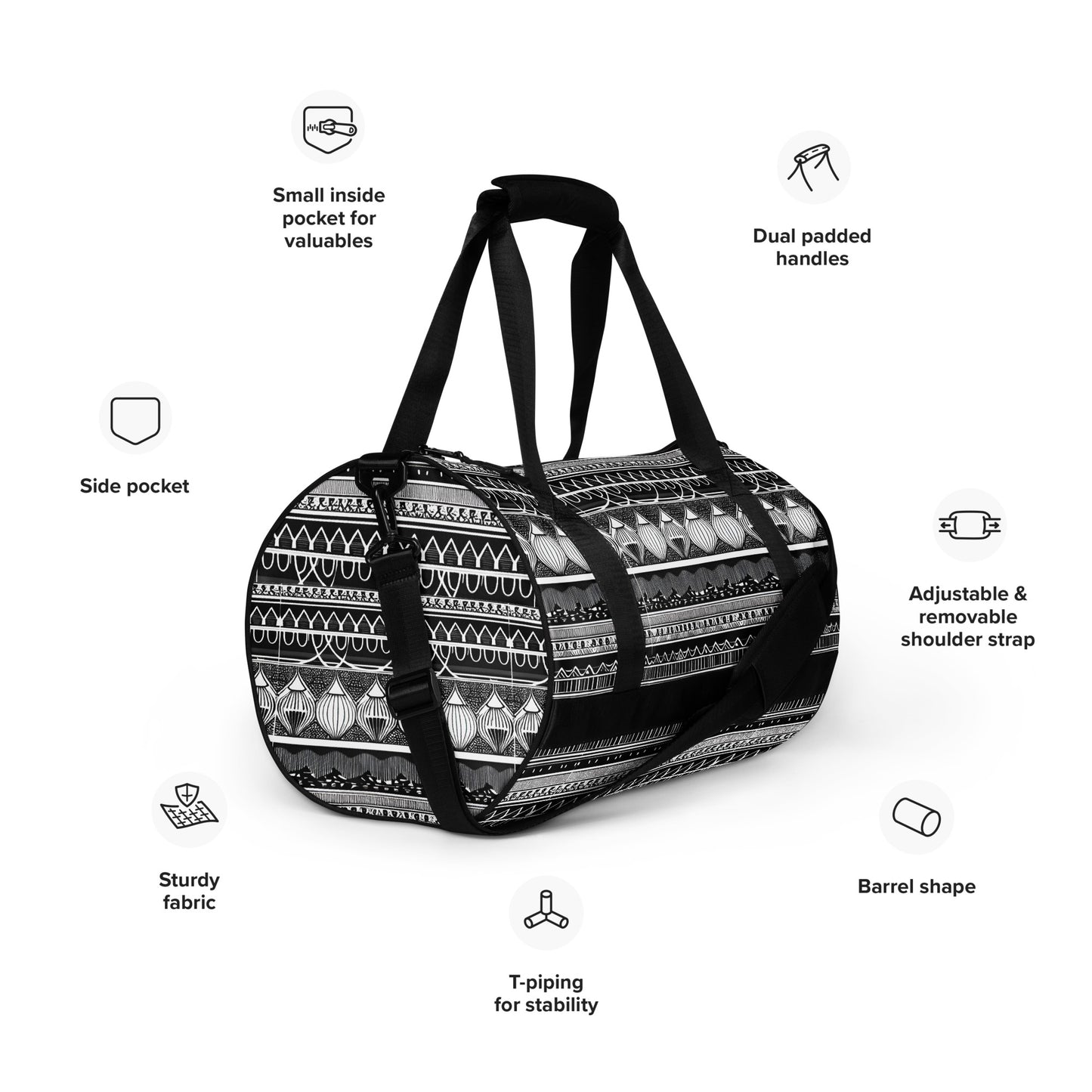 Monochrome Lanterns gym bag