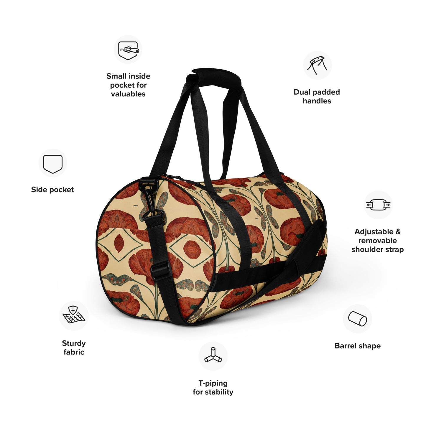 Poppies for Klimt gym bag