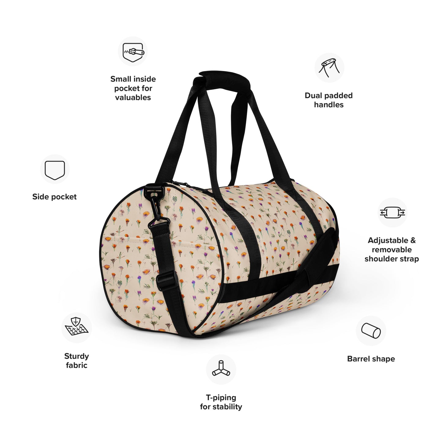 Sketches in Bloom gym bag