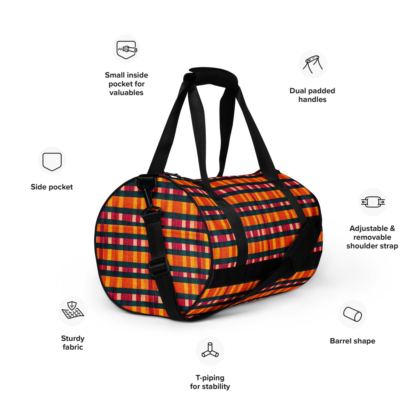 Tropical Fiesta Plaid gym bag