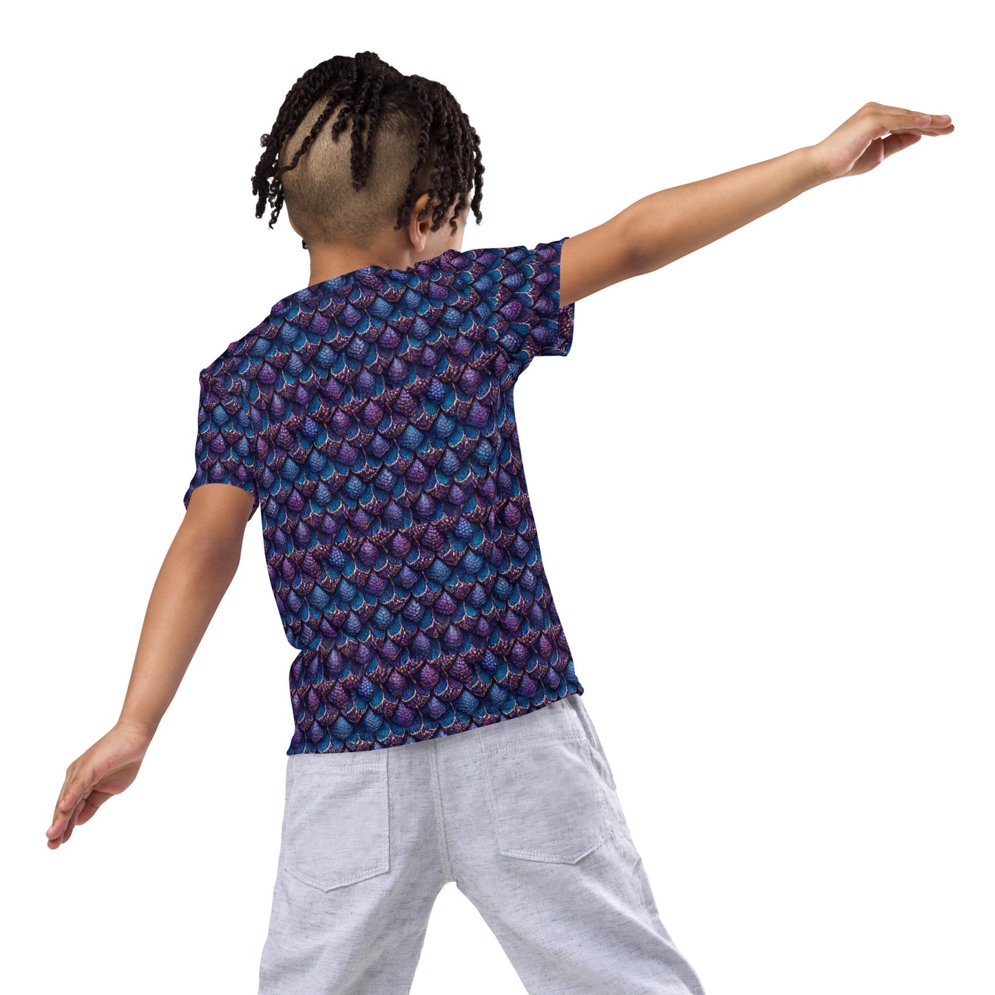 Luminosa, the Radiant Amethyst Drakon Boy’s crew neck t-shirt