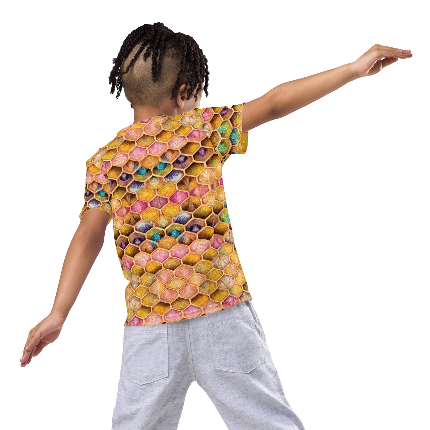 Rainbow Hive Radiance Boy’s crew neck t-shirt