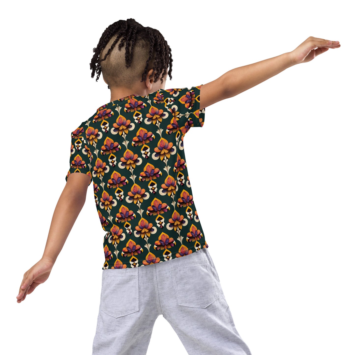 Taza’s Radiant Petals Boy’s crew neck t-shirt