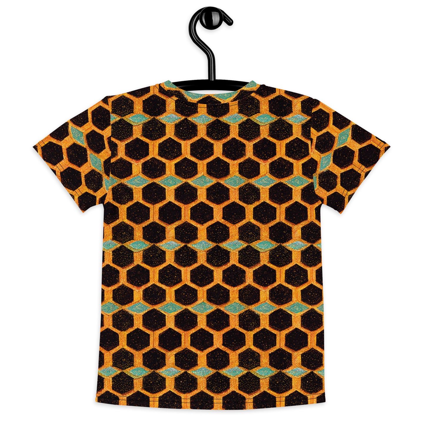 Teal and Gold Bee Bungalow Boy’s crew neck t-shirt