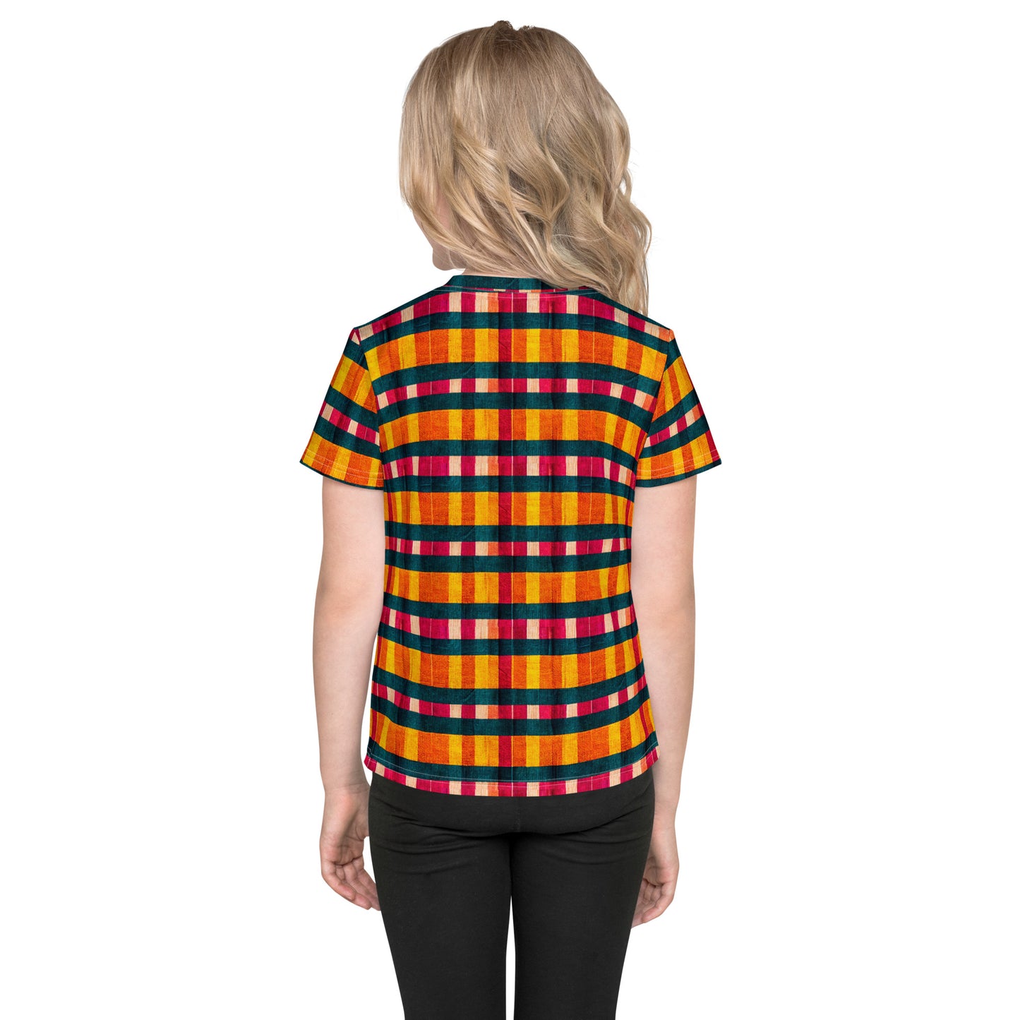 Tropical Fiesta Plaid Girl’s crew neck t-shirt