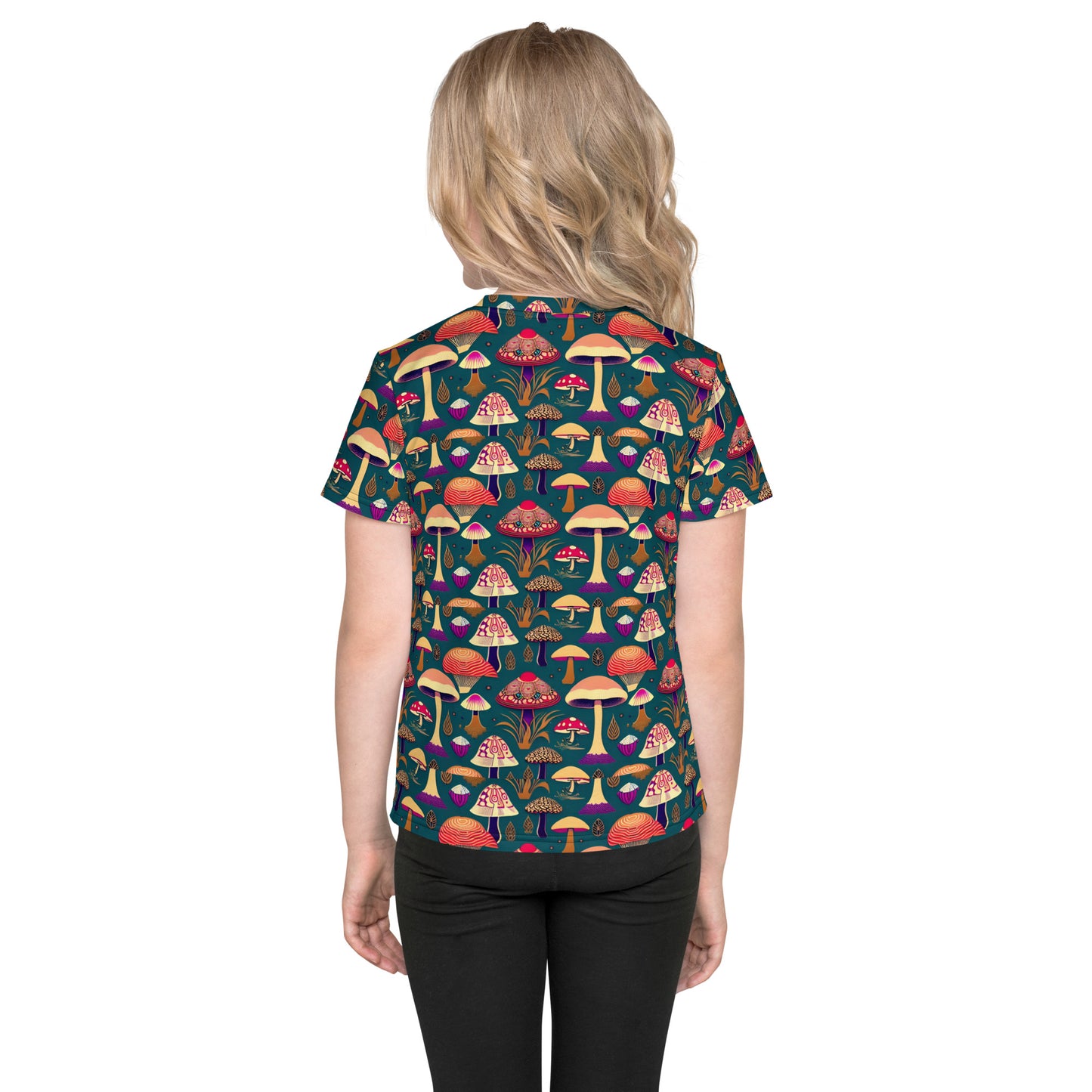 Whimsical Mushrooms In Color Girl’s crew neck t-shirt