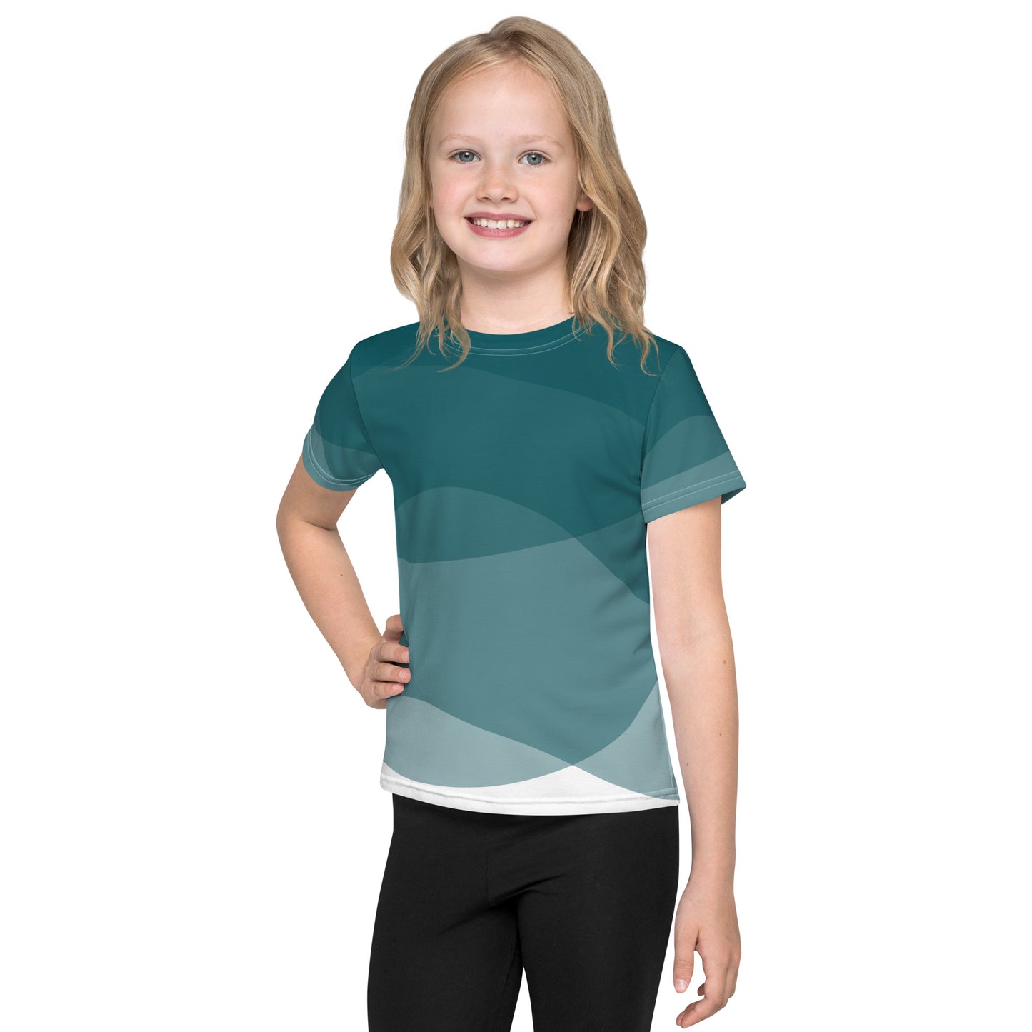 Turquoise Abyss Kids crew neck t-shirt