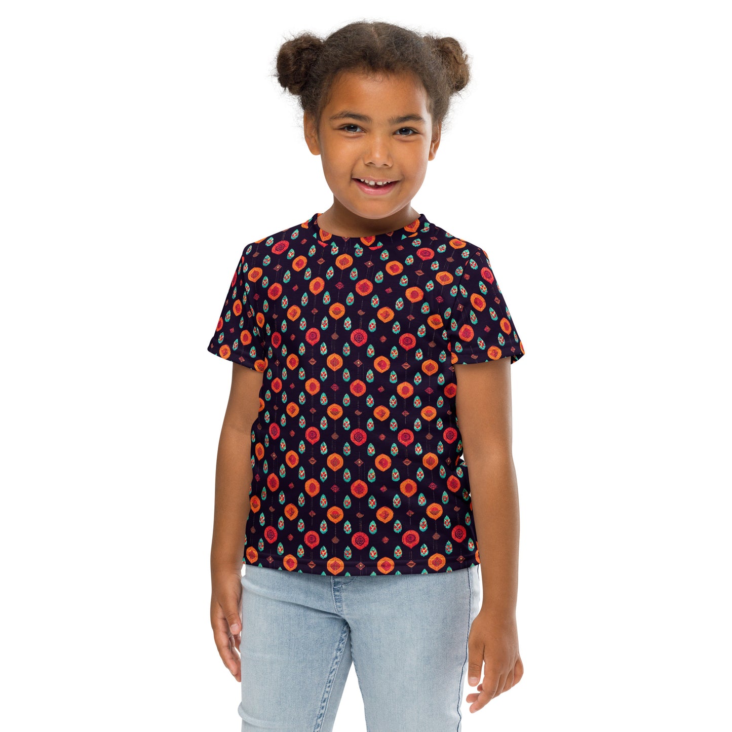 Free Spirited Flora Girl‘s crew neck t-shirt