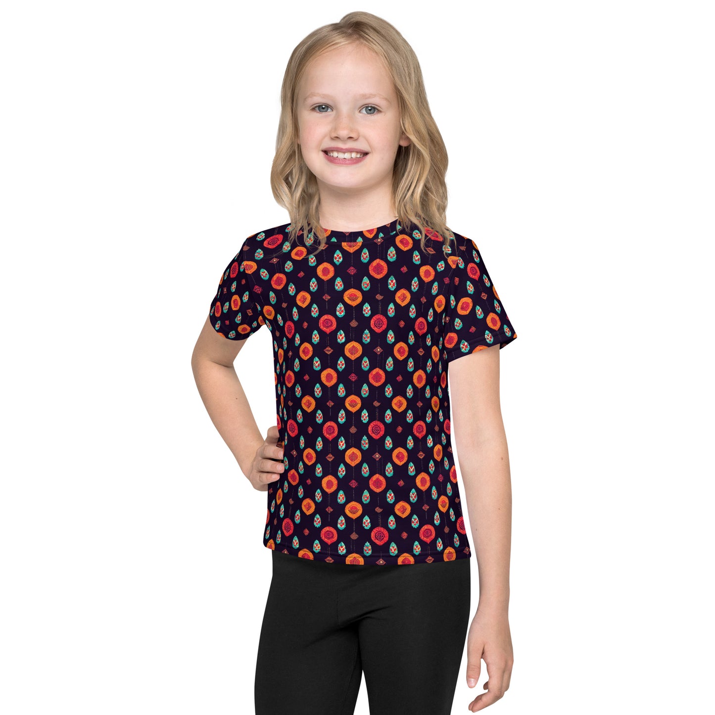 Free Spirited Flora Girl‘s crew neck t-shirt