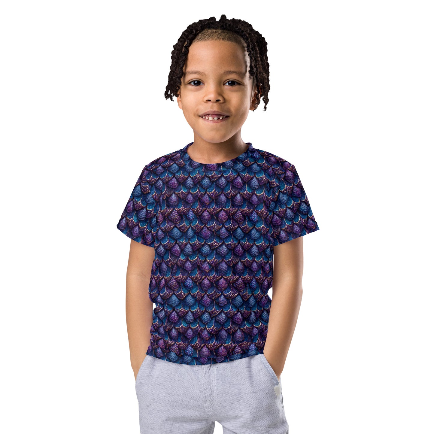 Luminosa, the Radiant Amethyst Drakon Boy’s crew neck t-shirt