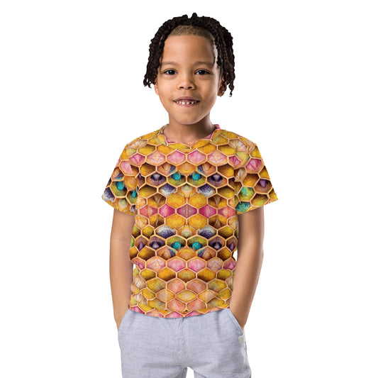 Rainbow Hive Radiance Boy’s crew neck t-shirt