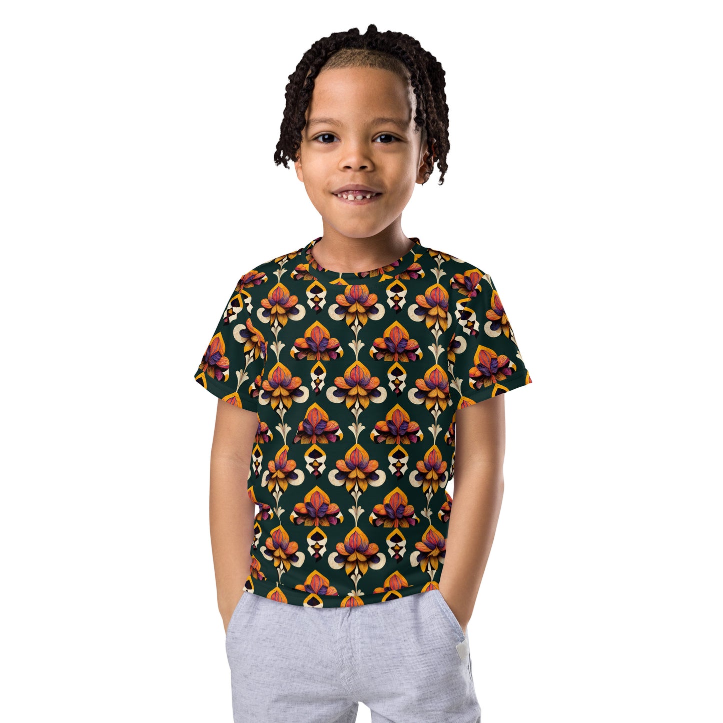 Taza’s Radiant Petals Boy’s crew neck t-shirt