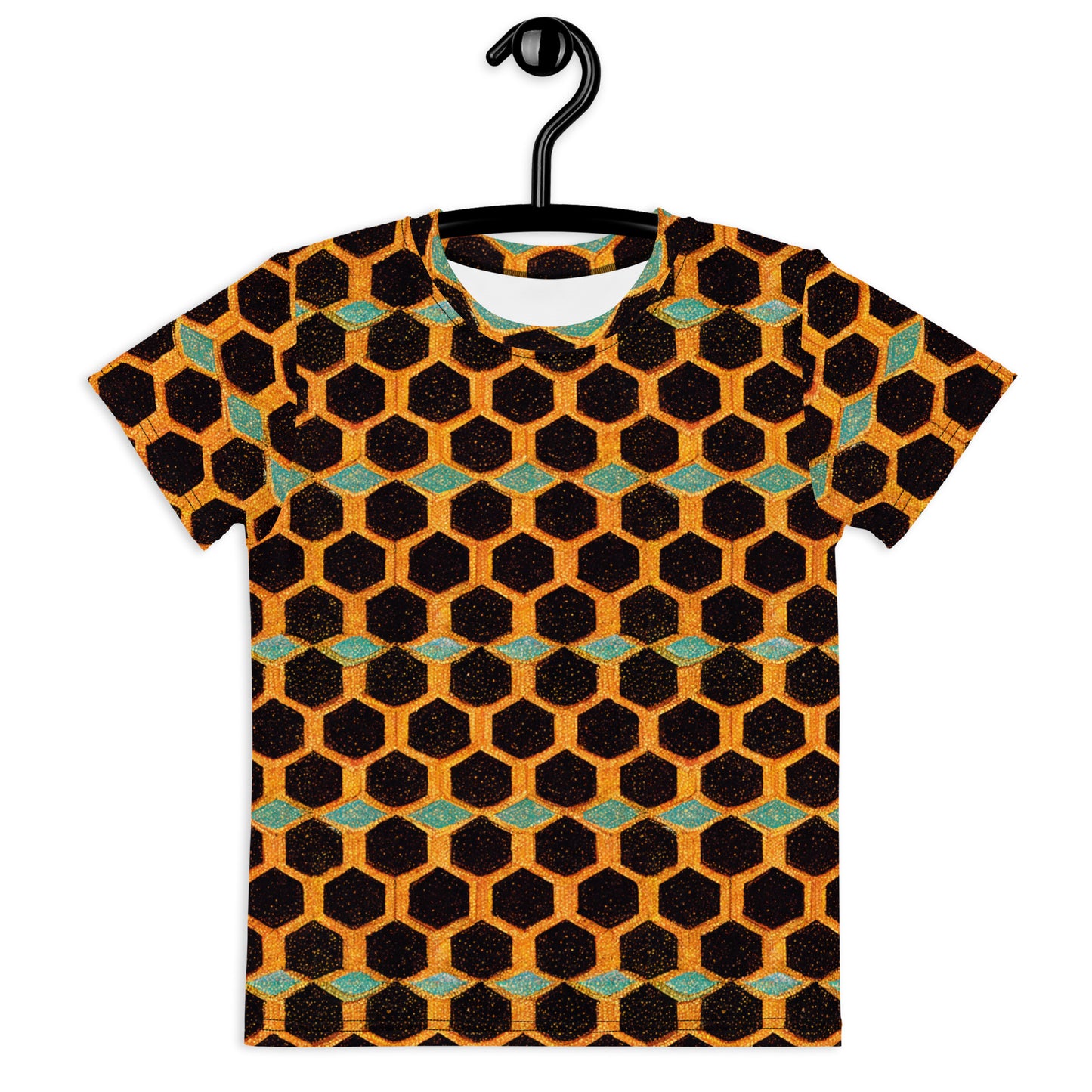 Teal and Gold Bee Bungalow Boy’s crew neck t-shirt