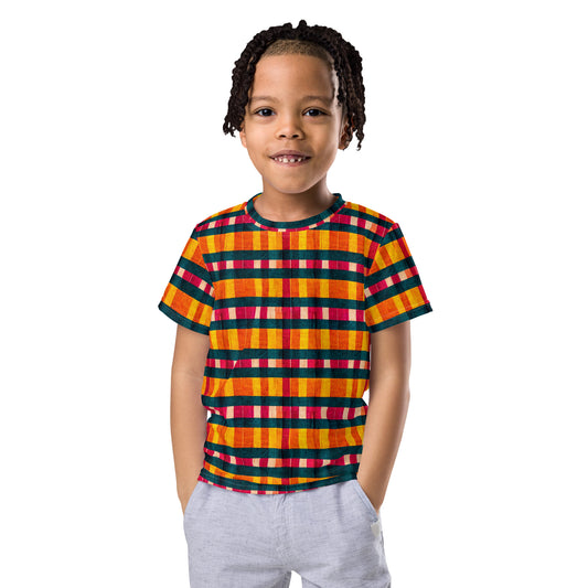 Tropical Fiesta Plaid Boy’s crew neck t-shirt