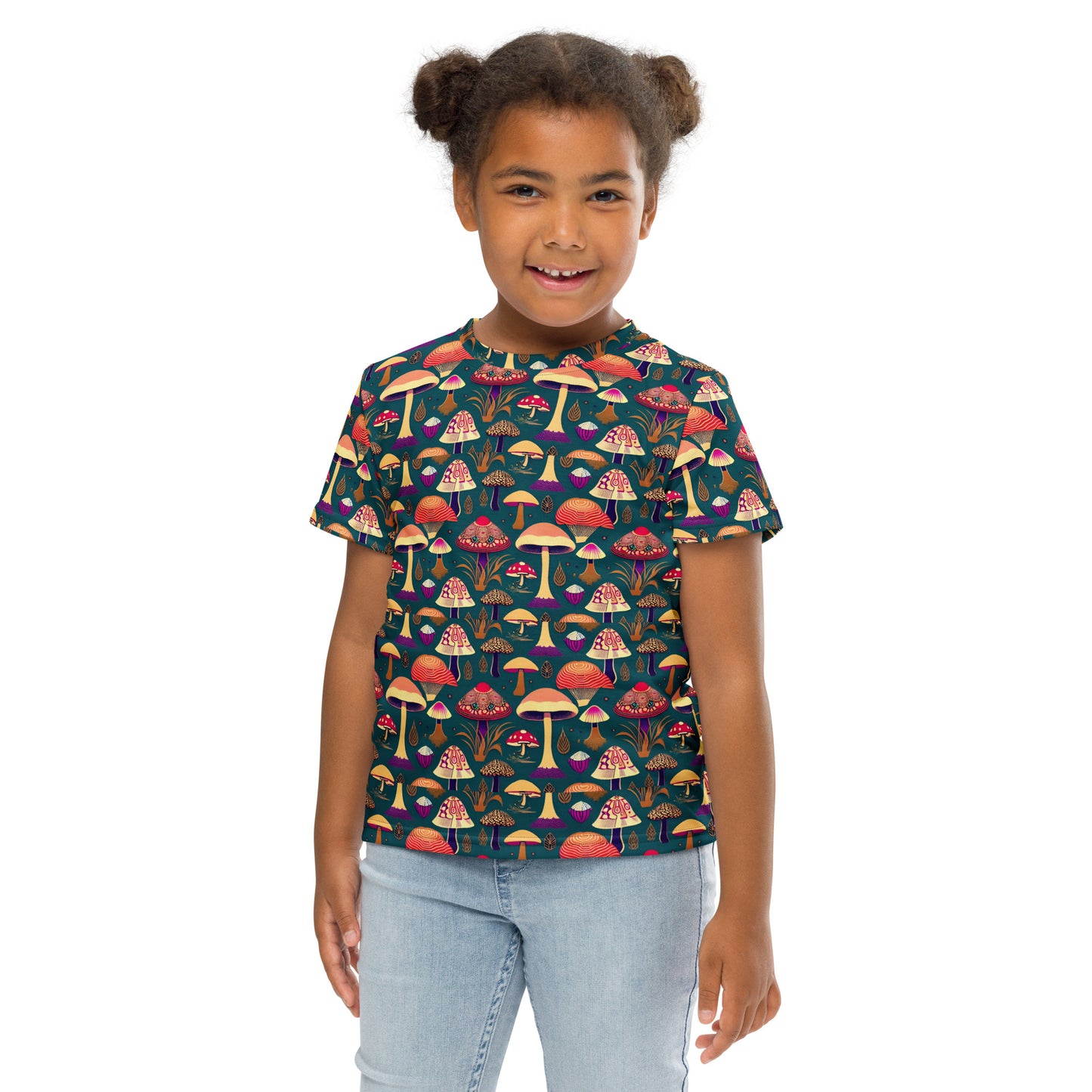 Whimsical Mushrooms In Color Girl’s crew neck t-shirt