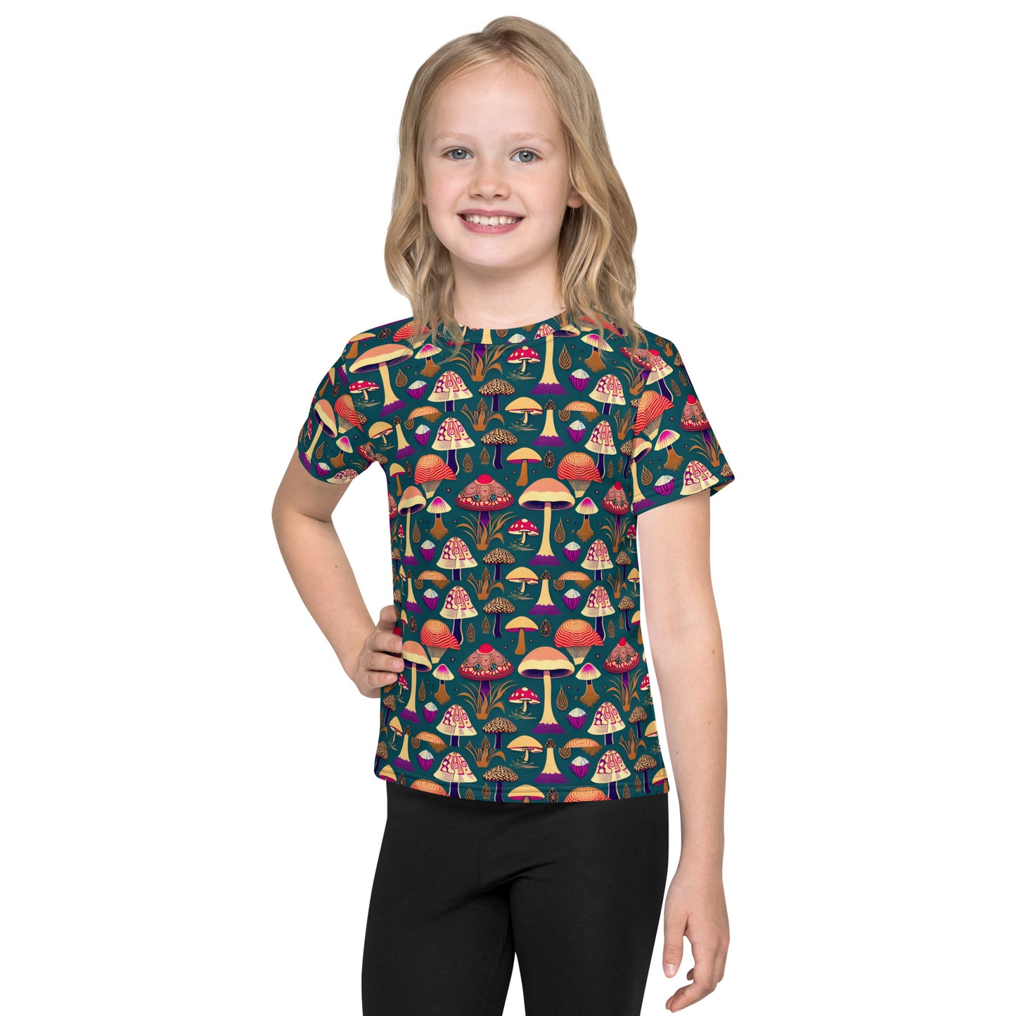 Whimsical Mushrooms In Color Girl’s crew neck t-shirt