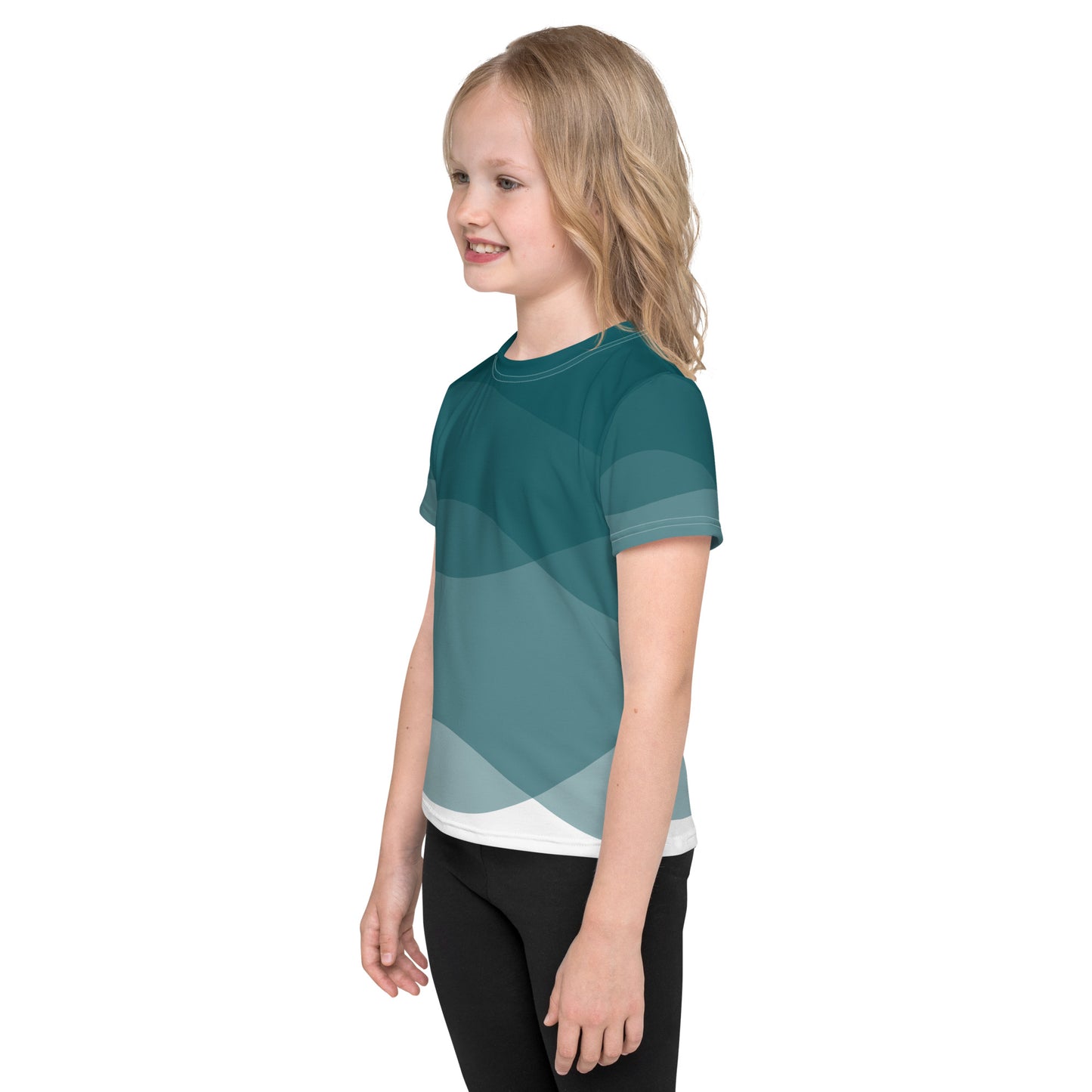 Turquoise Abyss Kids crew neck t-shirt