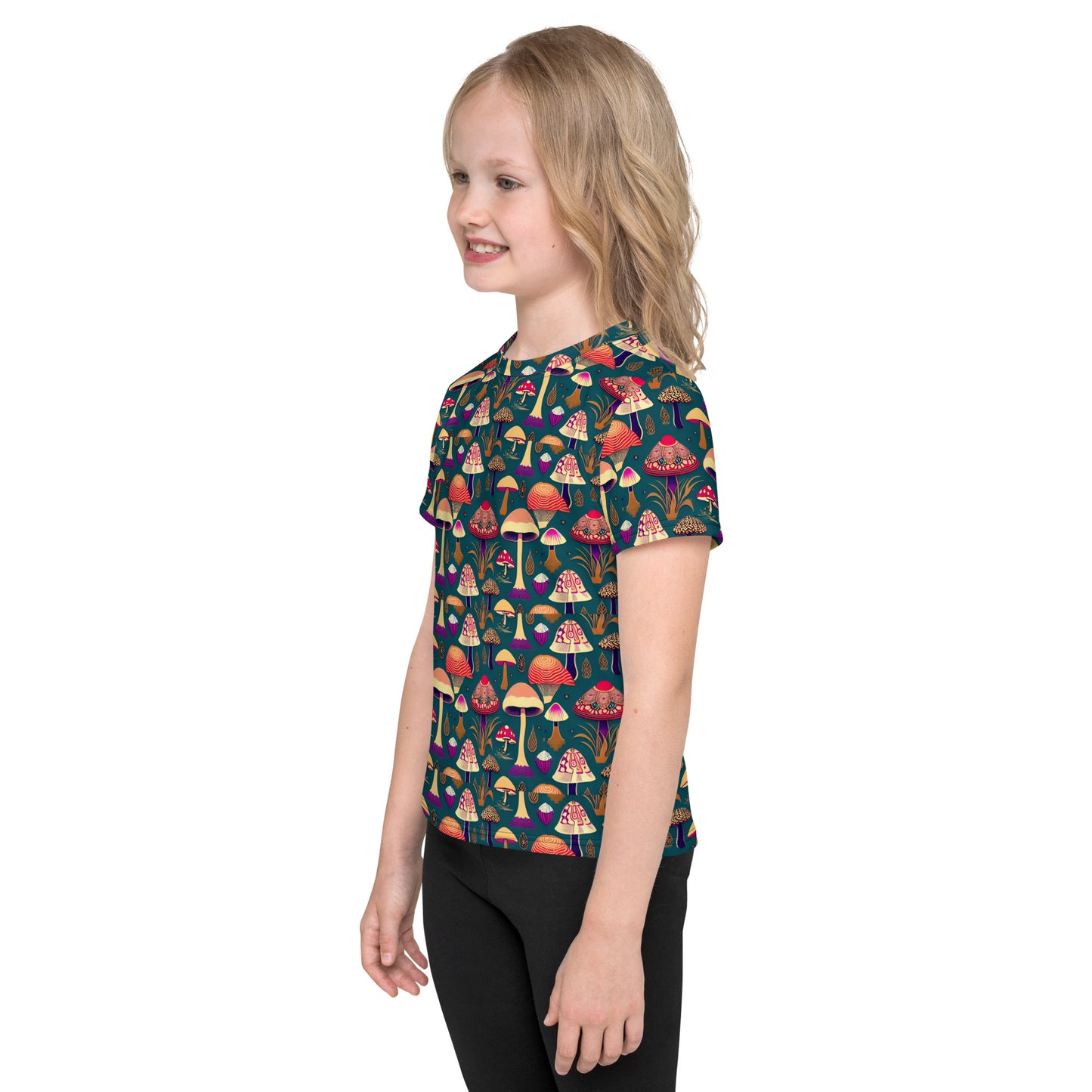 Whimsical Mushrooms In Color Girl’s crew neck t-shirt