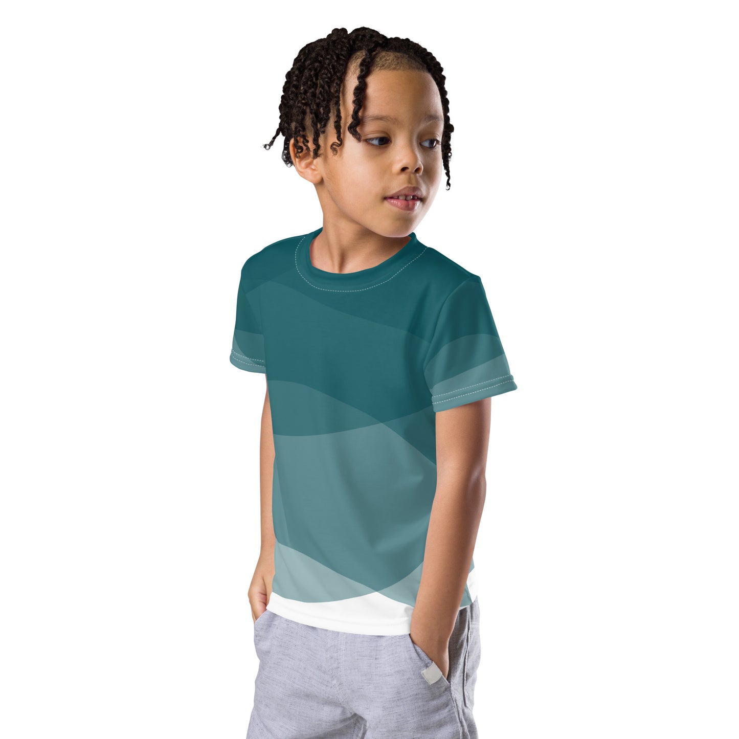 Turquoise Abyss Kids crew neck t-shirt