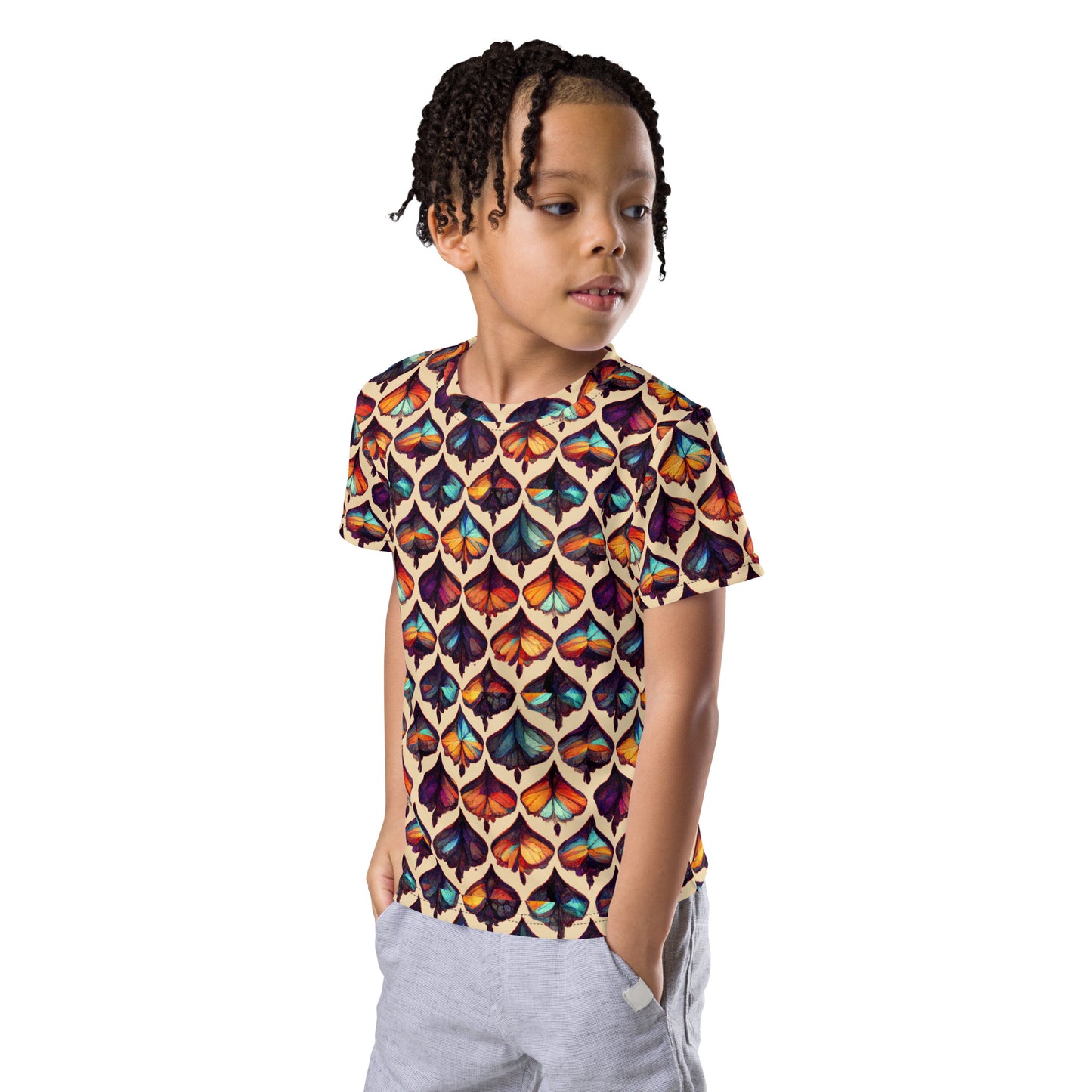 Butterfly Kaleidoscope Boy’s crew neck t-shirt