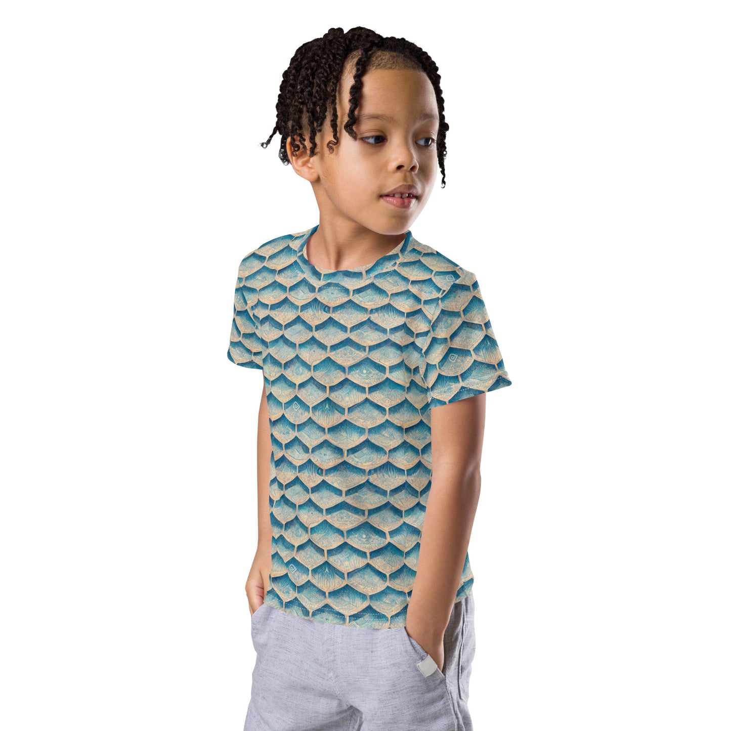 Seafoam Scales Boy’s crew neck t-shirt