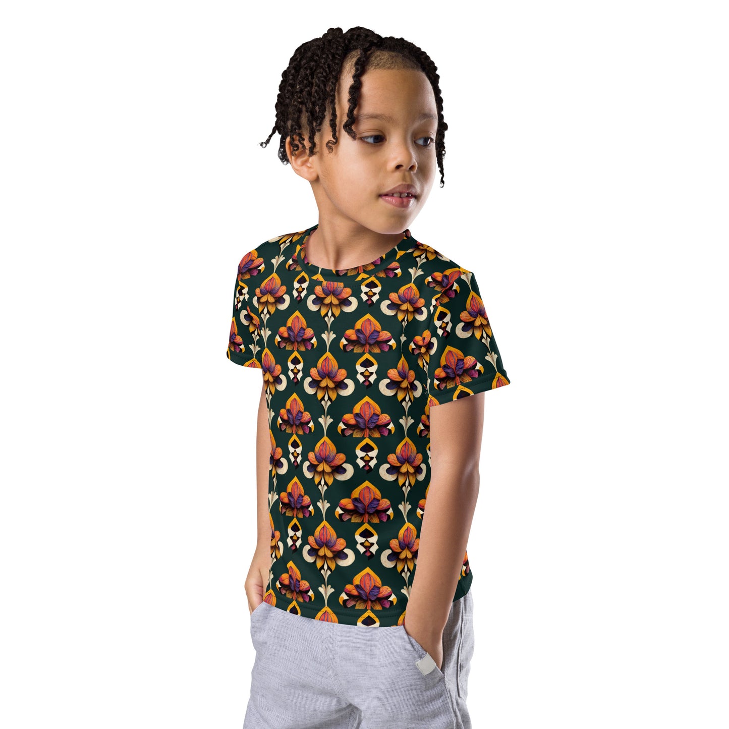 Taza’s Radiant Petals Boy’s crew neck t-shirt