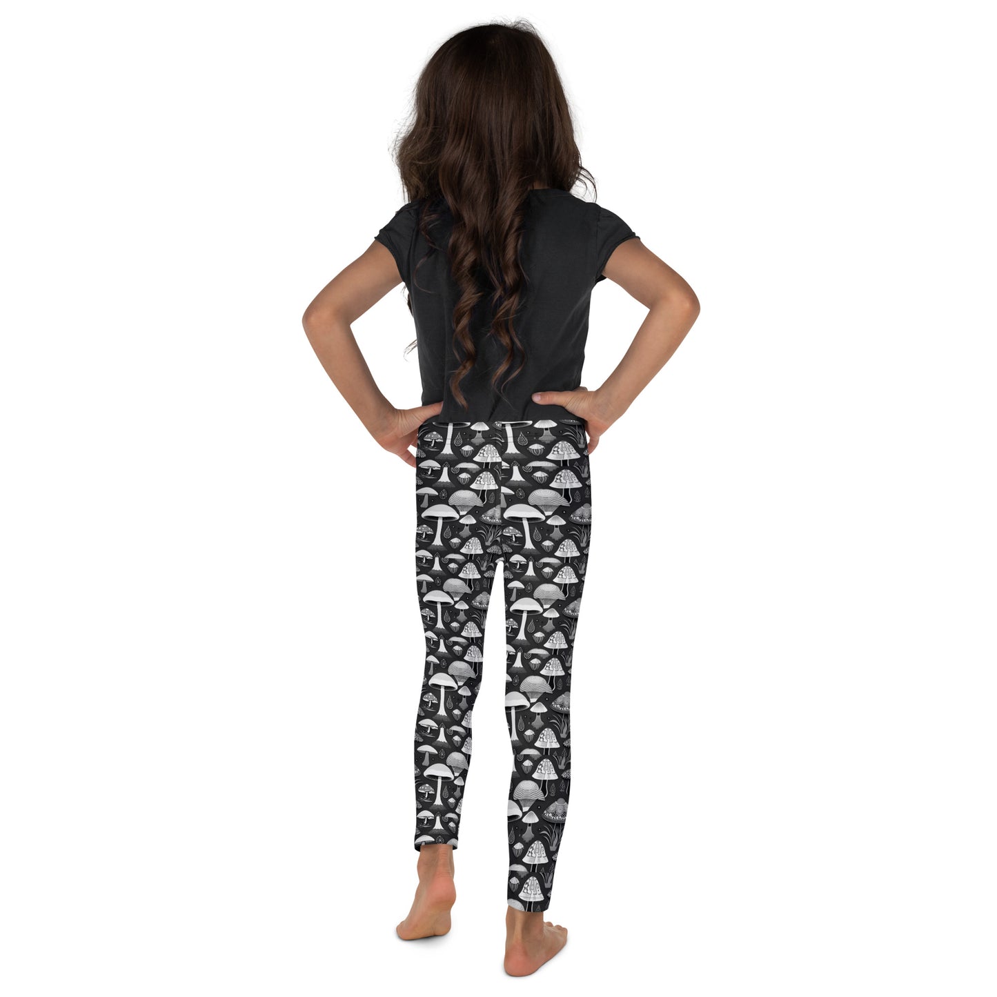 Whimsical Mushrooms B&W Girl’s Leggings