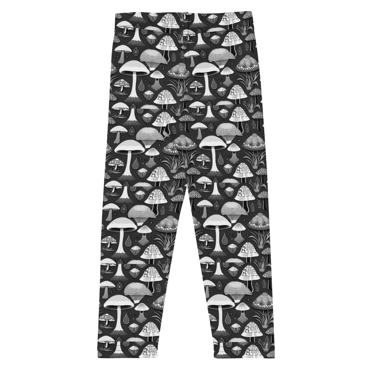 Whimsical Mushrooms B&W Girl’s Leggings