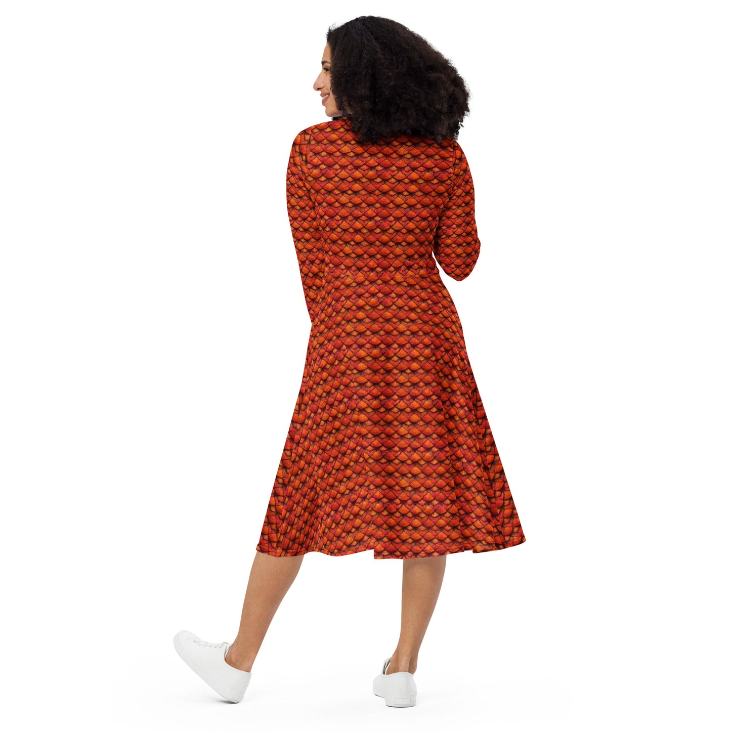 Kurtalor, the Infernal Sentinel of Joy and Peace long sleeve midi dress