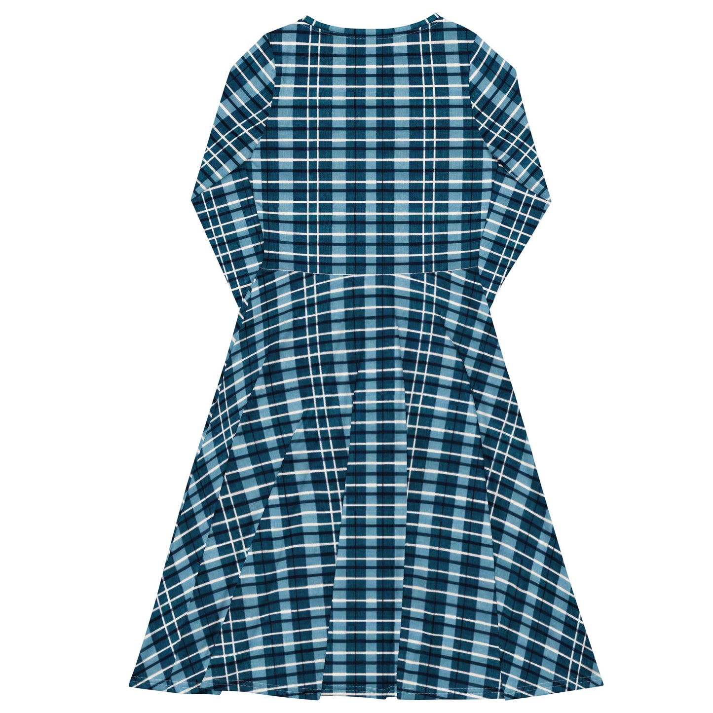 Scotsman’s Skyward Plaid long sleeve midi dress