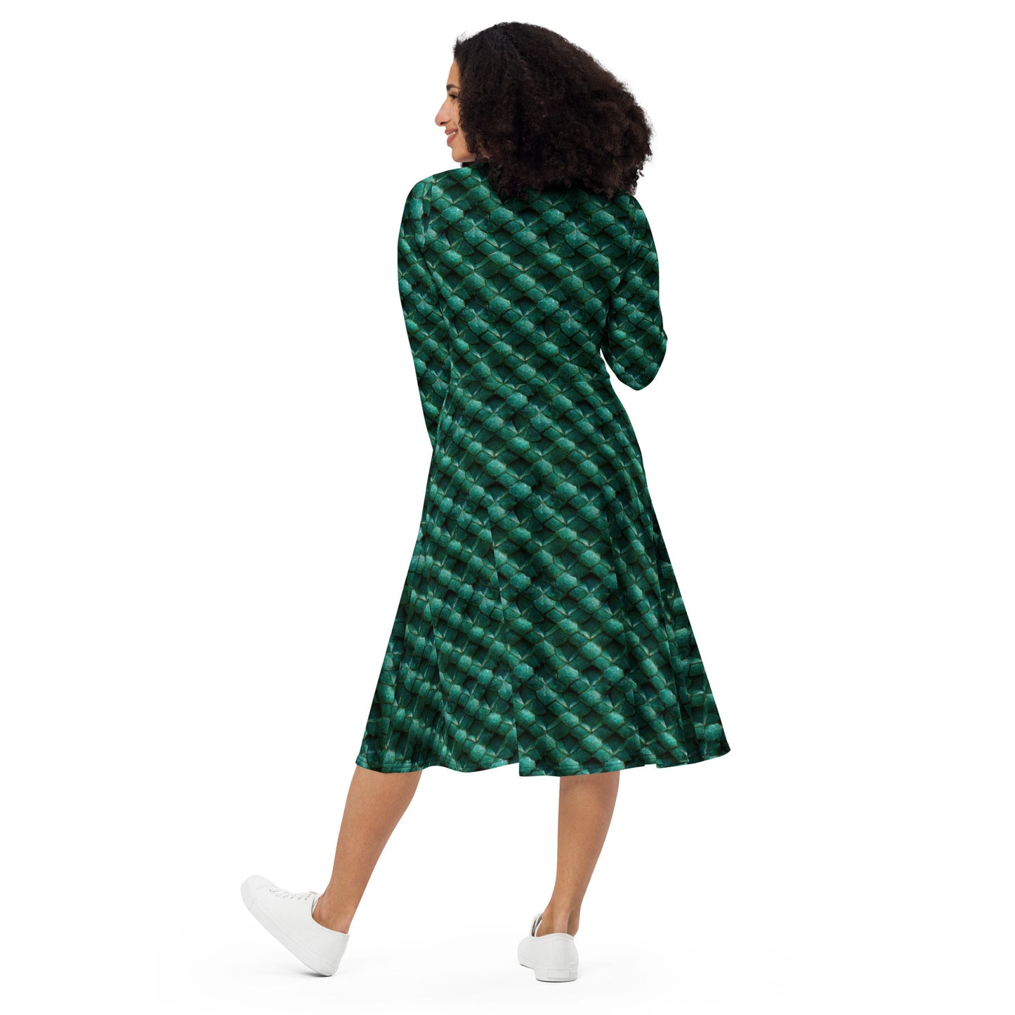 Emeralda the Great Forest Dragon long sleeve midi dress