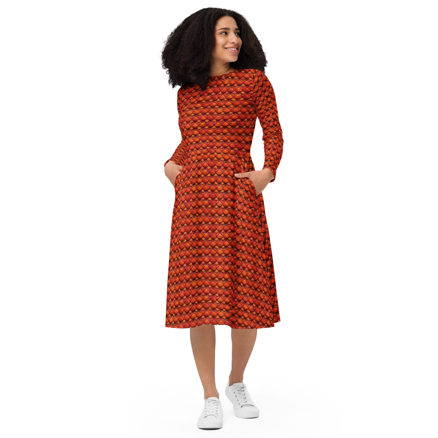 Kurtalor, the Infernal Sentinel of Joy and Peace long sleeve midi dress