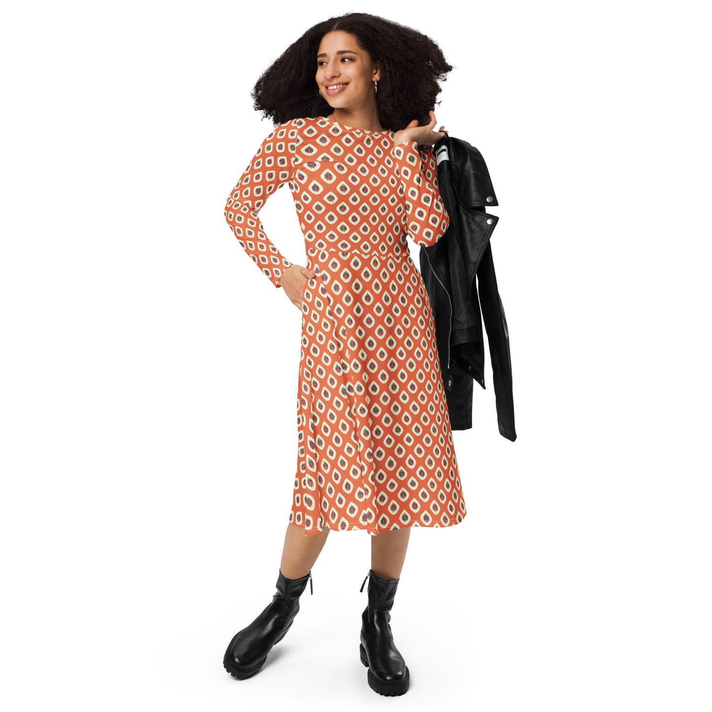 Mango Tango long sleeve midi dress