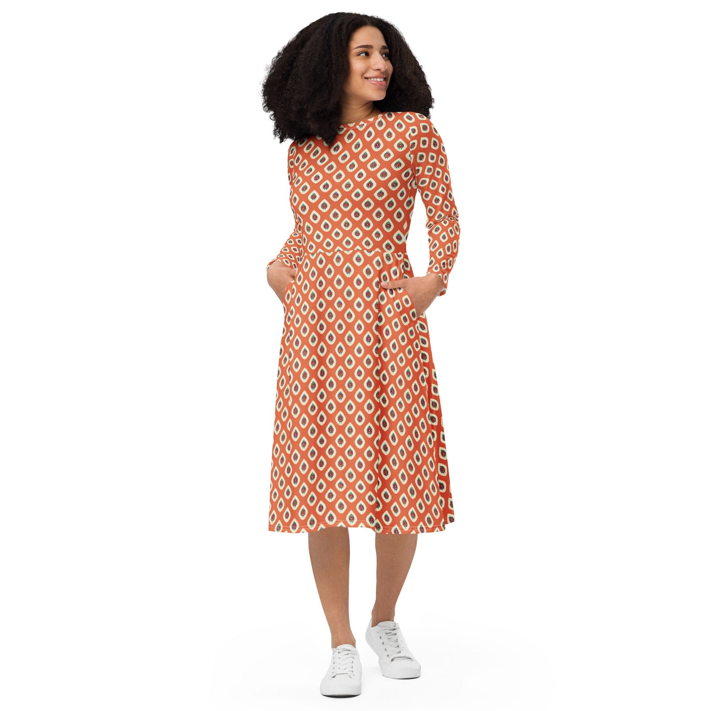 Mango Tango long sleeve midi dress