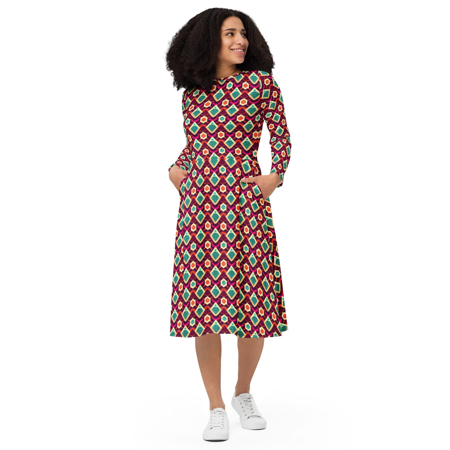 Morning Delight long sleeve midi dress