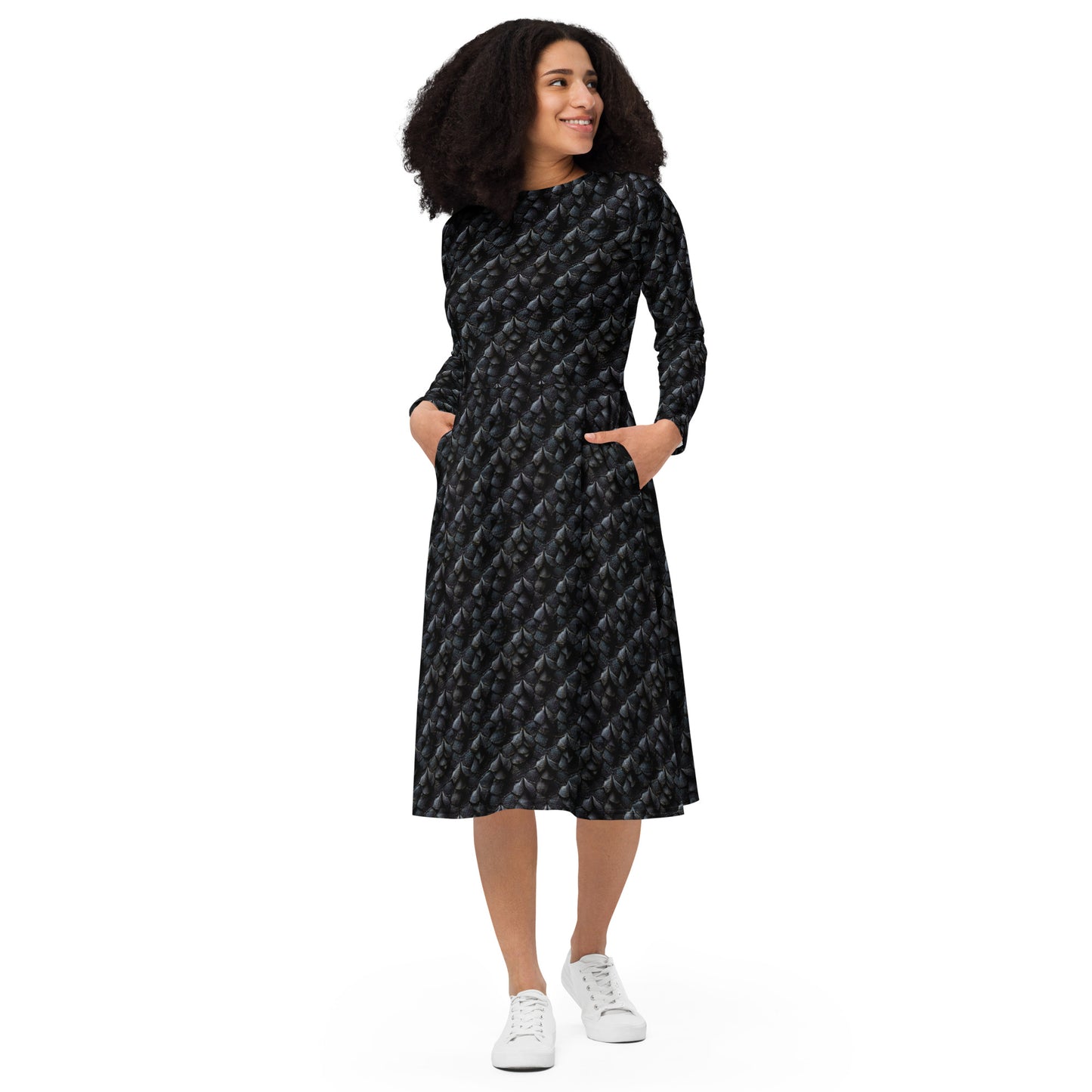 Onyxxor, the Cliff Sentinel Dragon long sleeve midi dress