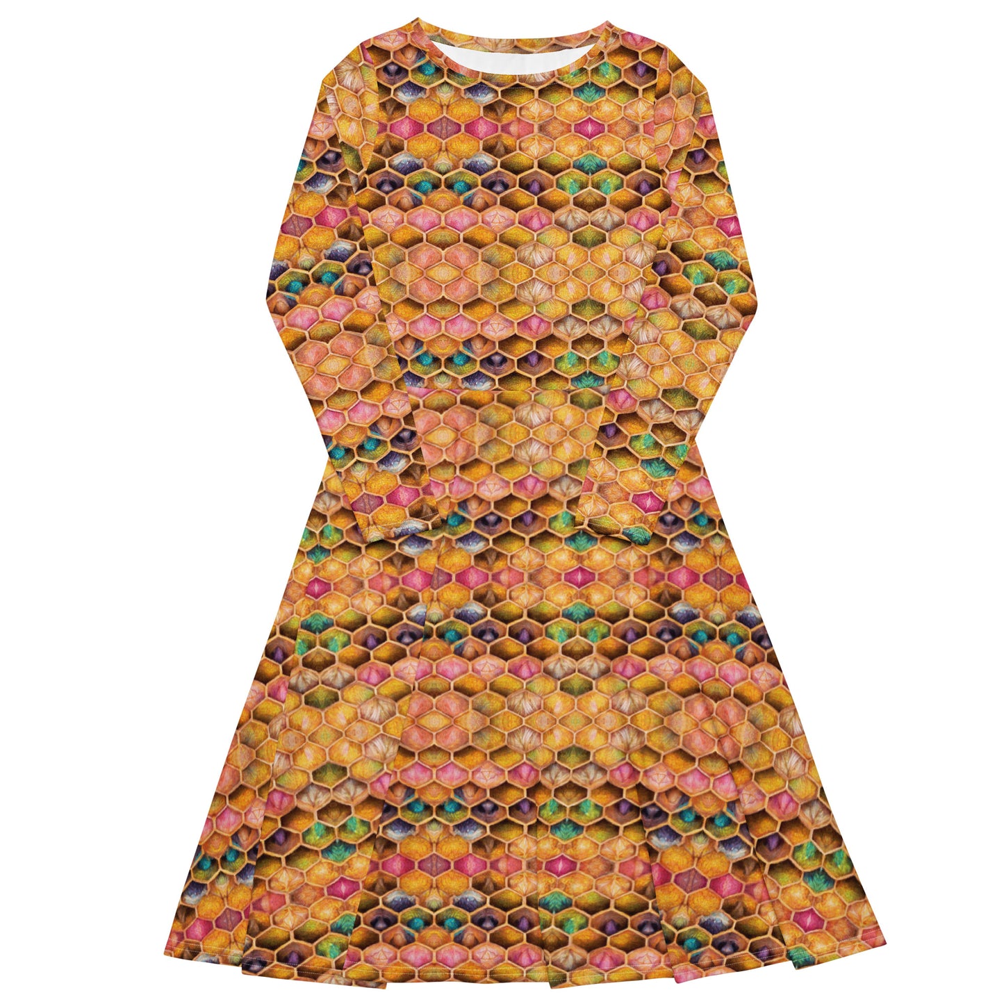 Rainbow Hive Radiance long sleeve midi dress