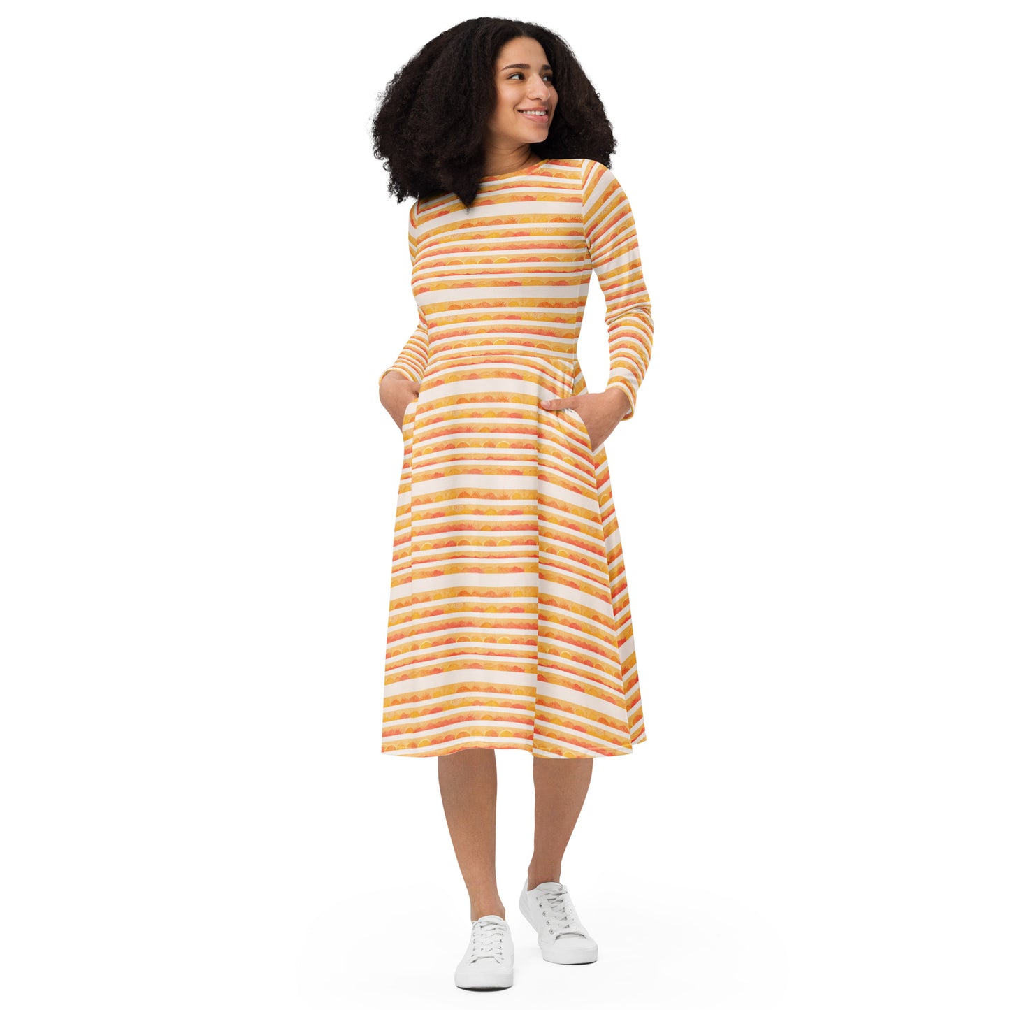 Rising Sun long sleeve midi dress