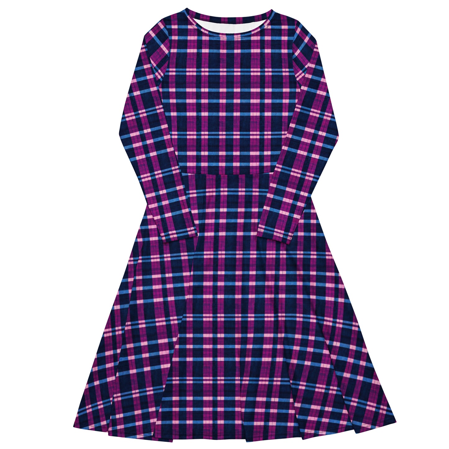 Royal Highlander Plaid long sleeve midi dress