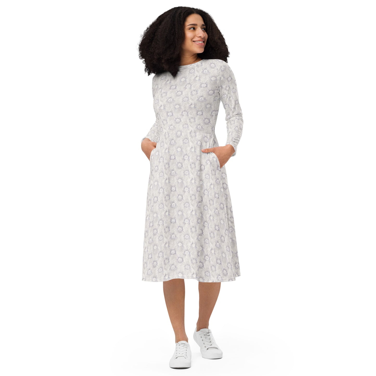 Winter Sun long sleeve midi dress