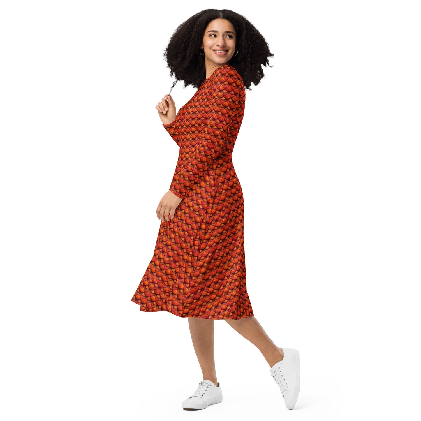 Kurtalor, the Infernal Sentinel of Joy and Peace long sleeve midi dress