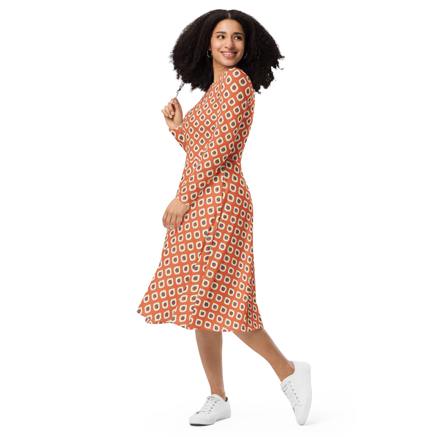 Mango Tango long sleeve midi dress