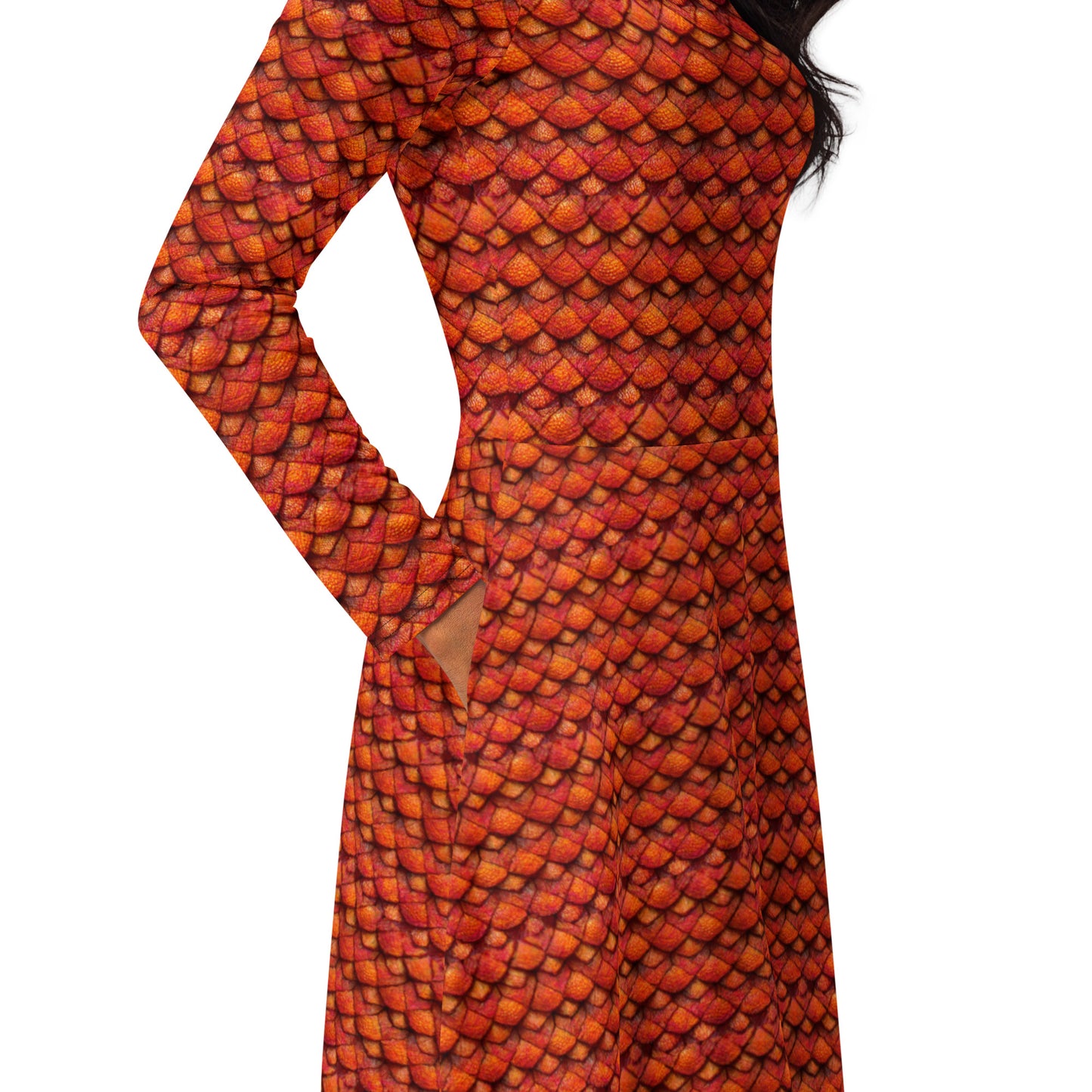 Kurtalor, the Infernal Sentinel of Joy and Peace long sleeve midi dress