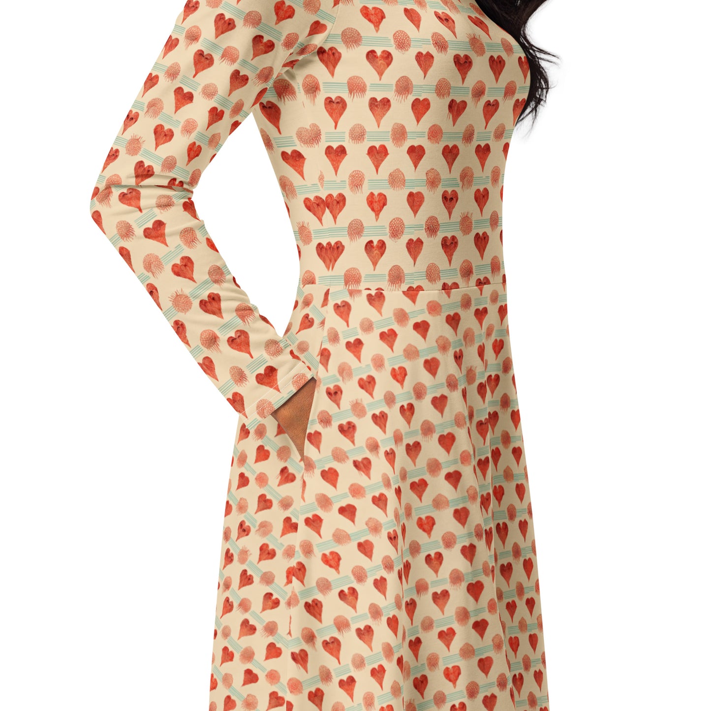 Loves Prints long sleeve midi dress