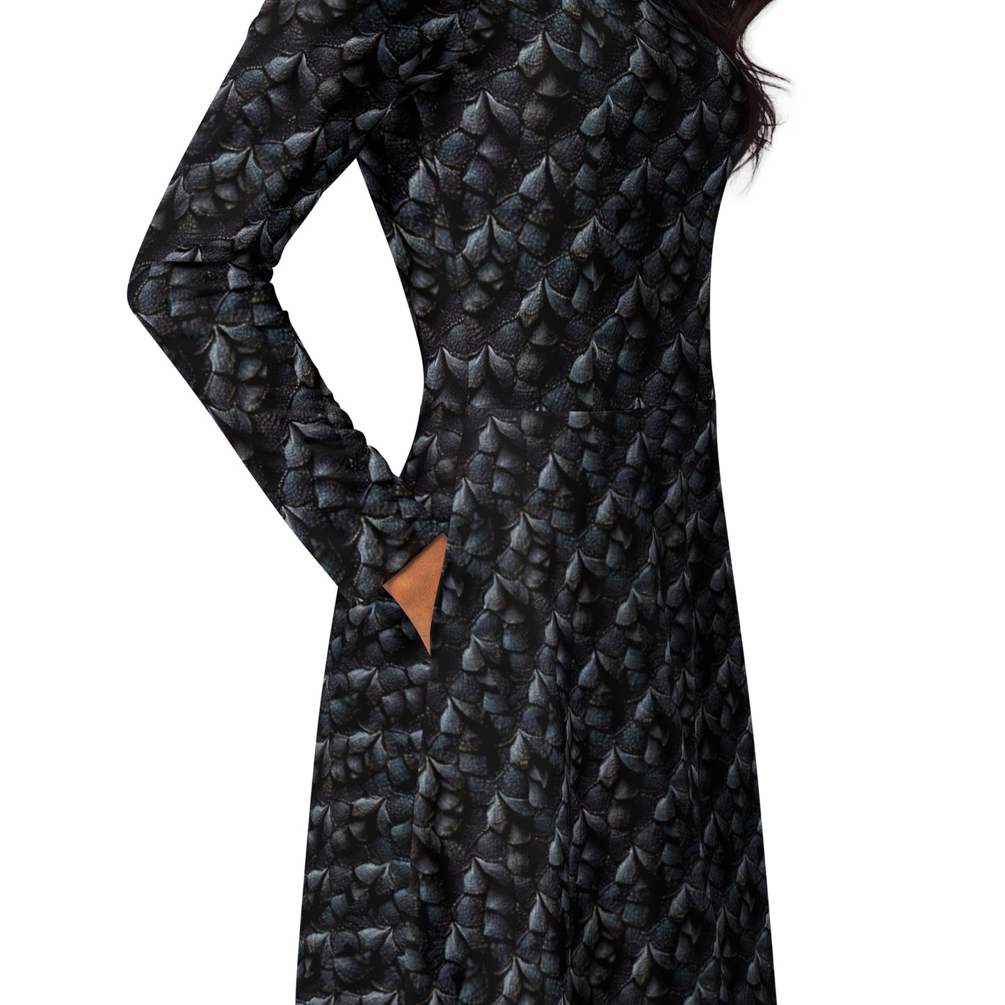 Onyxxor, the Cliff Sentinel Dragon long sleeve midi dress